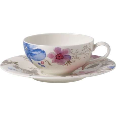 Ceasca ceai cu farfurie Mariefleur gris basic Villeroy and Boch, 335790