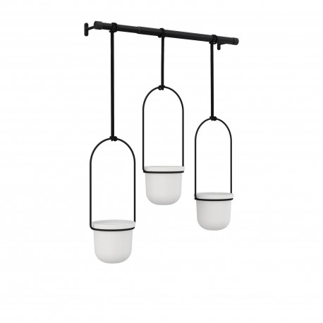 Set 3 ghivece suspendate Triflora white-black, Umbra-306959