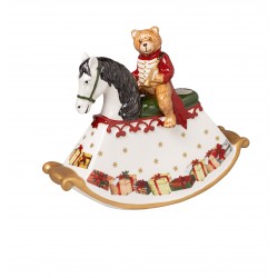 Decoratiune Craciun/suport lumanare, portelan Christmas Toys rocking horse-429345