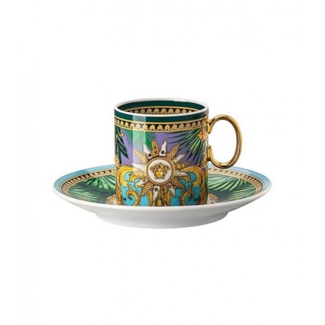 Set ceasca cu farfurie espresso Jungle Animal Green, Versace-376951