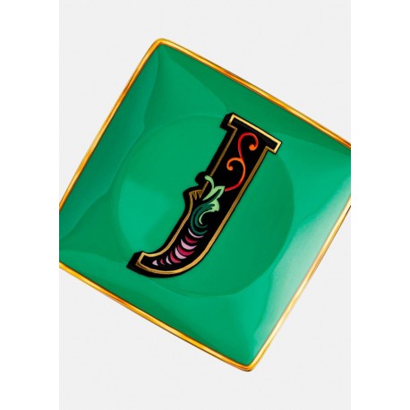 Farfurioara patrata portelan, Holiday Alphabet J, 12 cm, Versace,376258