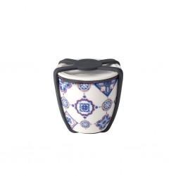Cana cu capac pentru pranz, Villeroy & Boch, To Go Indigo Dish S, inchidere etans, 80 ml, portelan/silicon