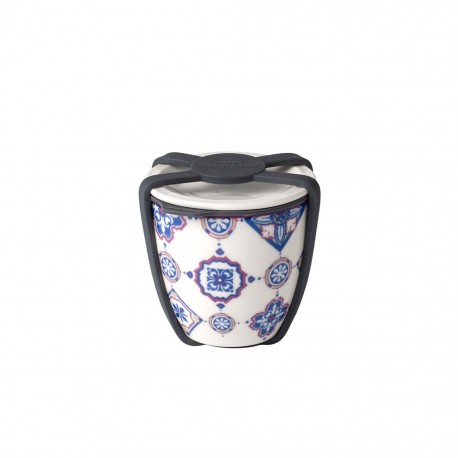 Cana cu capac pentru pranz, Villeroy & Boch, To Go Indigo Dish S, inchidere etans, 80 ml, portelan/silicon