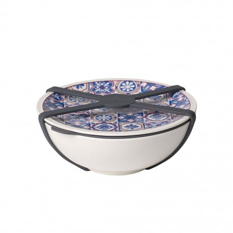 Cana cu capac pentru pranz, Villeroy & Boch, To Go Indigo Dish S, inchidere etans, 80 ml, portelan/silicon