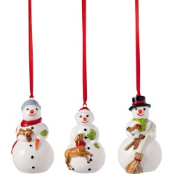 Set 3 decoratiuni brad Nostalgic Ornaments Snowmen- Villeroy and Boch, portelan, multicolor, 441507
