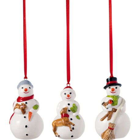 Set 3 decoratiuni brad Nostalgic Ornaments Snowmen- Villeroy and Boch, portelan, multicolor, 441507