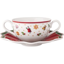 Ceasca pentru supa cu farfurie Toy delight-Villeroy and Boch, portelan, alb/rosu, 0.29 l, 18 cm - 449459