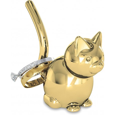 Suport inele Zoola Cat brass Umbra, nichel, auriu, 7.6x6.3x3.1cm