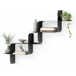 Set 2 Rafturi de perete Montage Umbra, metal, negru -436274