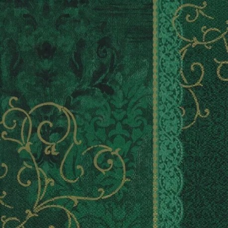 Set 20 servetele hartie Anastasia green-gold Ihr, 33x33 cm -724695