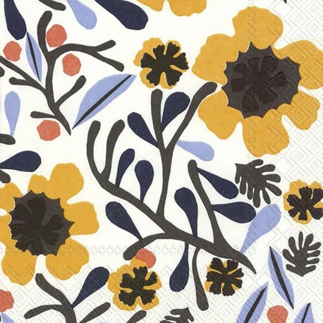 Set 20 servetele hartie Mykero white /yellow Ihr, 33x33 cm -650994