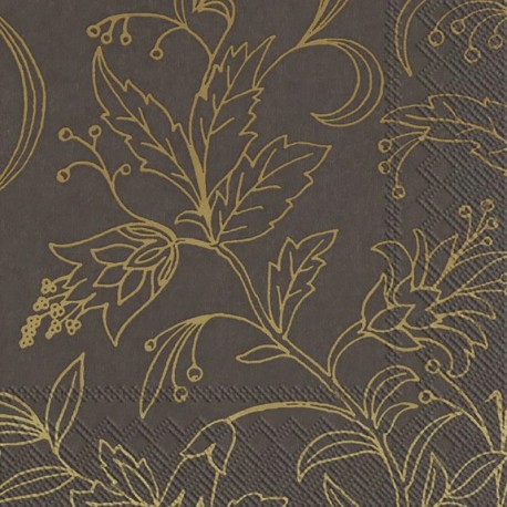 Set 20 servetele hartie Golden Flower brown Ihr, 704987