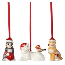 Set 3 decoratiuni brad Nostalgic Ornaments Cats- Villeroy & Boch, portelan, multicolor, 461185
