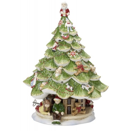 Decoratiune portelan X-mas  tree large with children Christmas toys memory